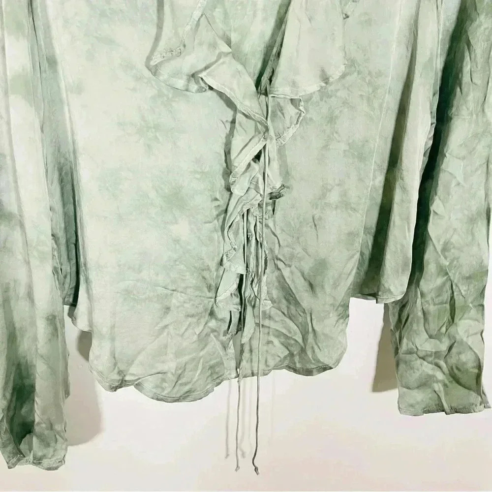 Free People Green Ruffle Blouse - Picture 6 of 9